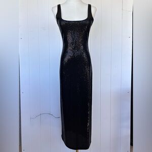 Bebe‎ Brand Women’s Disco Dot Tank Midi Dress Sequins Black Size Small